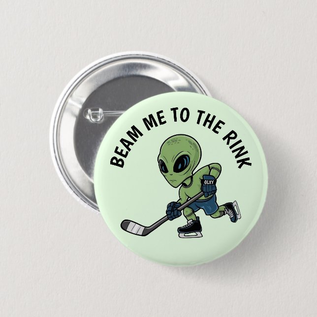 Hockey Alien  6 Cm Round Badge (Front & Back)