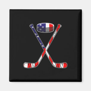 Hockey American Flag 4th Of July Fun Men Boys Kids Magnet