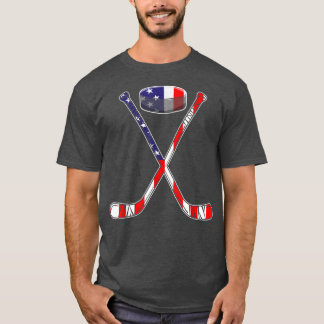 Hockey American Flag 4th Of July Funny Men Boys Ki T-Shirt