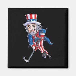 Hockey American Flag 4th of July Kids Boys Uncle Magnet