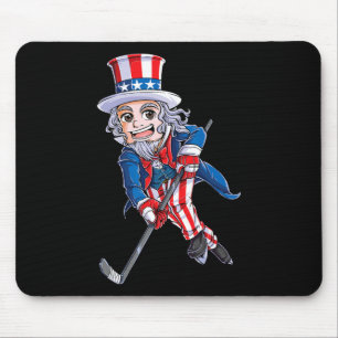 Hockey American Flag 4th of July Kids Boys Uncle Mouse Pad