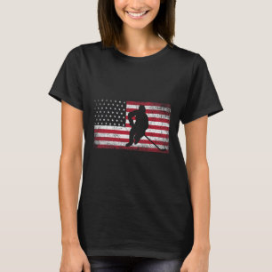 Hockey American Flag 4th of July Patriotic USA Dad T-Shirt