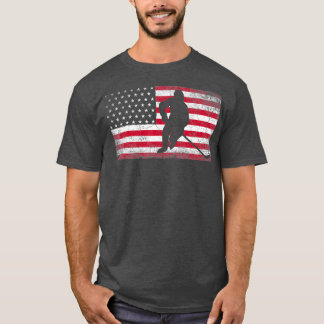 Hockey American Flag 4th of July Patriotic USA T-Shirt