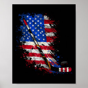 Hockey American Flag 4th Of July  Poster