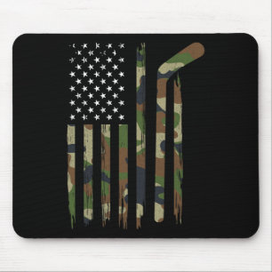 Hockey American Flag  Camo US Patriotic Hockey Pla Mouse Pad