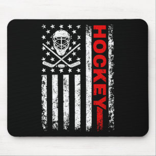 Hockey American Flag Cool Ice Hockey Player Men Wo Mouse Pad