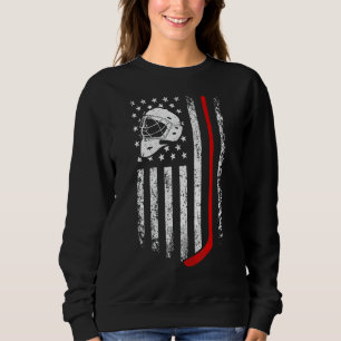 Hockey American Flag Cool Ice Hockey Player Men Wo Sweatshirt