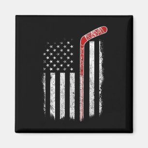 Hockey American Flag Hockey Flag Magnet