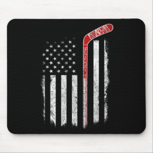 Hockey American Flag Hockey Flag Mouse Pad