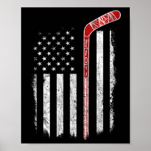 Hockey American Flag Hockey Flag Poster