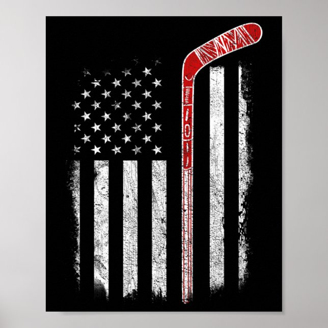 Hockey American Flag  Hockey Flag  Poster (Front)