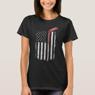 Hockey American Flag Hockey Flag T-Shirt