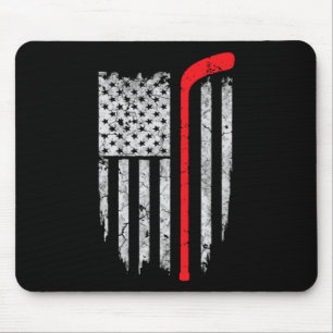 Hockey American Flag Hockey Tee Ice Hockey Playe Mouse Pad