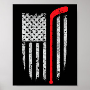 Hockey American Flag Hockey Tee Ice Hockey Playe Poster