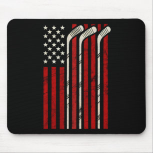 Hockey American Flag Hockey Us Flag Player Ice Fun Mouse Pad