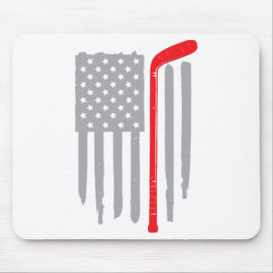 Hockey american flag mouse pad