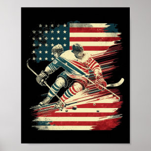 Hockey American Flag Patriotic USA  Poster
