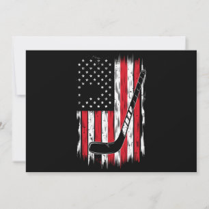 Hockey American Flag Sports Retro Vintage Invitation