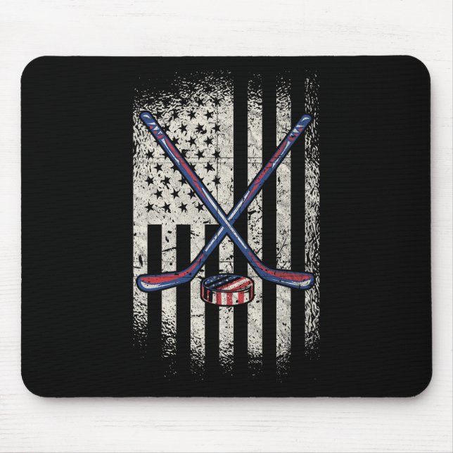 Hockey American Flag - Usa Ice Hockey  Mouse Pad (Front)