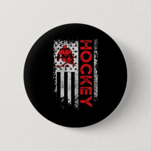 Hockey American Flag USA Patriotic hockey player 6 Cm Round Badge