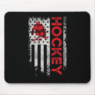Hockey American Flag USA Patriotic hockey player Mouse Pad