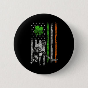 Hockey American Irish Flag St Patricks Day Shamroc 6 Cm Round Badge