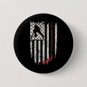 Hockey American USA Flag Hockey Tee 6 Cm Round Badge
