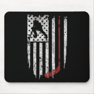 Hockey American USA Flag Hockey Tee Mouse Pad