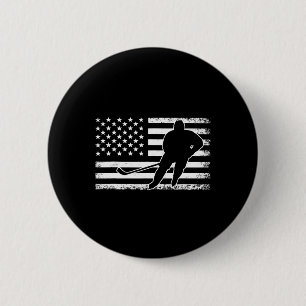 Hockey American USA Flag Ice Hockey Player Men Wom 6 Cm Round Badge
