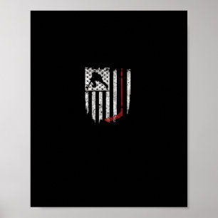 Hockey American USA Flag  Mens Tee  Poster