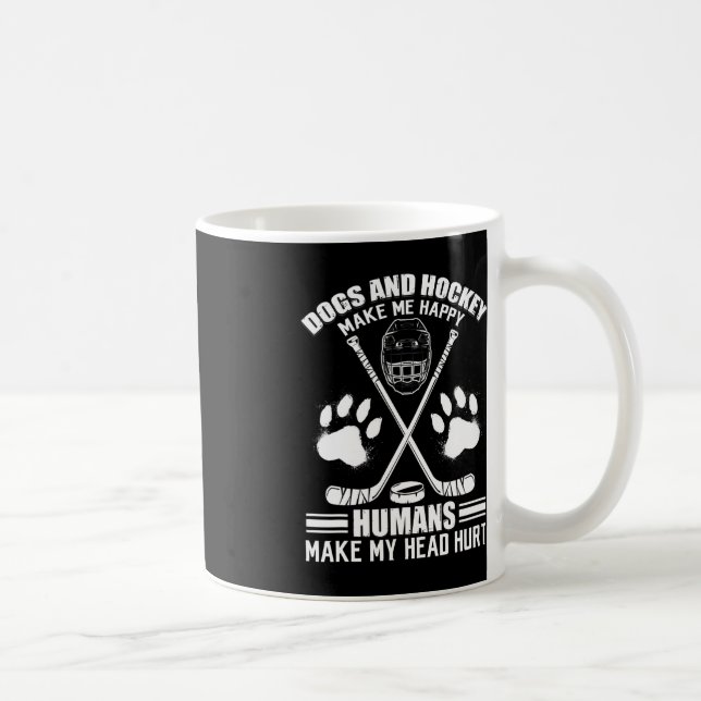 Hockey And Dog Makes Me Ice Hockey Happy Player  Coffee Mug (Right)