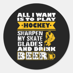 Hockey And Field Hockey – Hockey And Beer Design F Classic Round Sticker