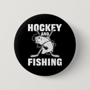Hockey And Fishing Ice Hockey Fish Hunting 6 Cm Round Badge