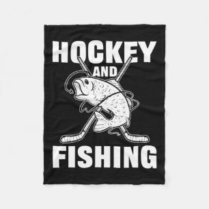 Hockey And Fishing Ice Hockey Fish Hunting Fleece Blanket