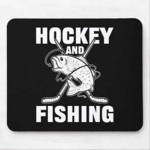 Hockey And Fishing Ice Hockey Fish Hunting Mouse Pad