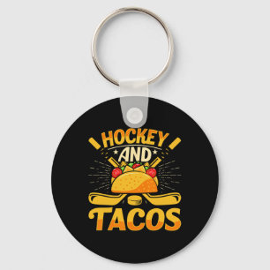 Hockey And Tacos Funny Ice Hockey Lover Youth Play Key Ring