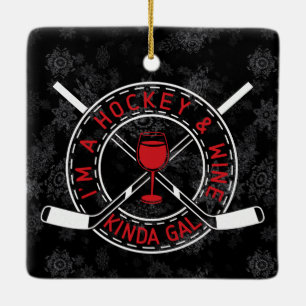 Hockey And Wine Kinda Gal Ornament Decorations