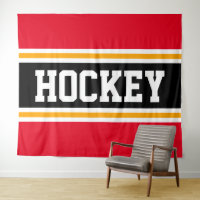 HOCKEY Athletic Bright Red Black Yellow Stripes