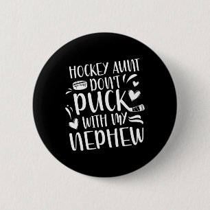 Hockey Aunt Of A Hockey Player Funny Hockey Auntie 6 Cm Round Badge