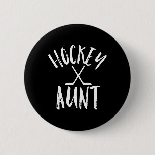Hockey Aunt Sports Fan Cheer Vintage Gift 6 Cm Round Badge