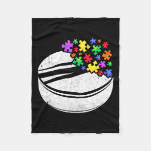 Hockey Autism Puzzle Men Women Kids Autism Awarene Fleece Blanket