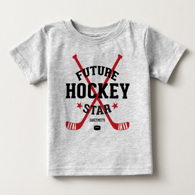Hockey Baby Future Hockey Star Red Sticks Baby T-Shirt (Front)