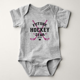 Hockey Baby Girl Future Hockey Star Pink Sticks Bodysuit