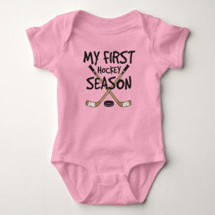 Hockey Baby Girl My First Hockey Season Sticks 1st Bodysuit