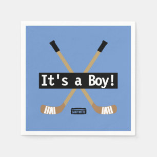 Hockey Baby It's a Boy Blue Hockey Sticks Napkin