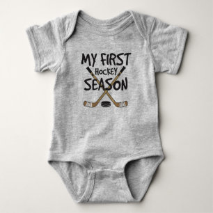 Hockey Baby My First Hockey Season Hockey Sticks Bodysuit