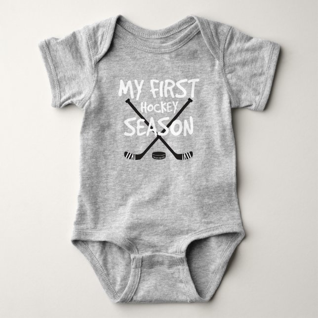 Hockey Baby My First Hockey Season Hockey Sticks Bodysuit (Front)