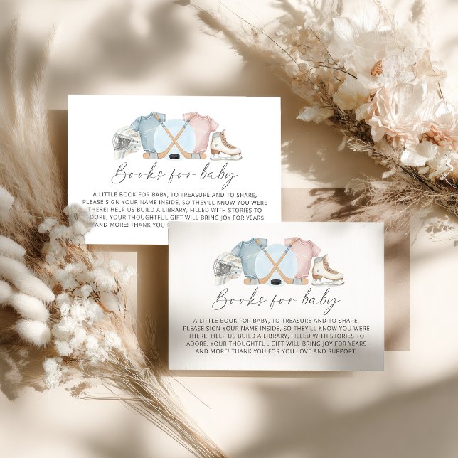 Hockey baby shower, ice hockey book request enclosure card (hockey baby shower books for baby cards)