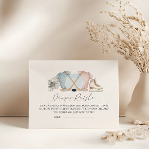 Hockey baby shower, ice hockey diaper raffle enclosure card