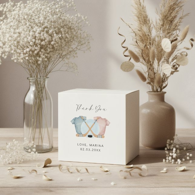 Hockey baby shower, ice hockey gender reveal, favour box (hockey gender reveal favor box)